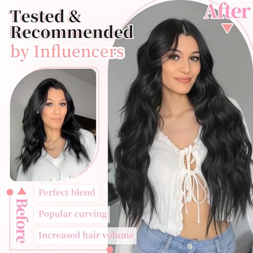 KooKaStyle 24in Wavy Thick Clip-in Hair Extensions in Black