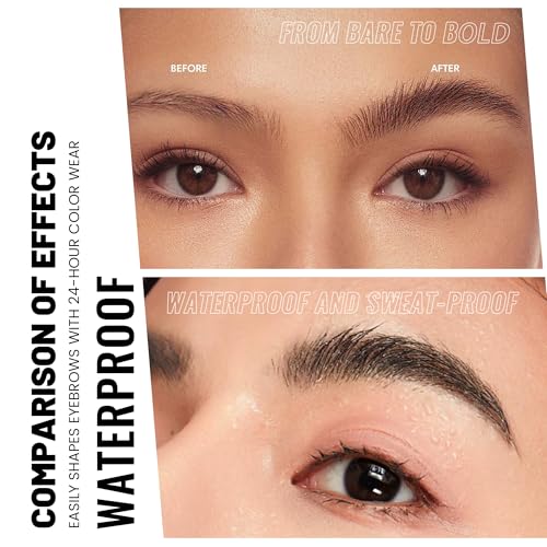 Pudaier 2 Pack 2 Fine Tip Eyebrow Pen, Waterproof Filling Faux Brow Makeup Pencils for Women with Precise Curved Brush-Tip to Fast Create Natural Hair-Like Brows, Last All-Day (Natural Brown)