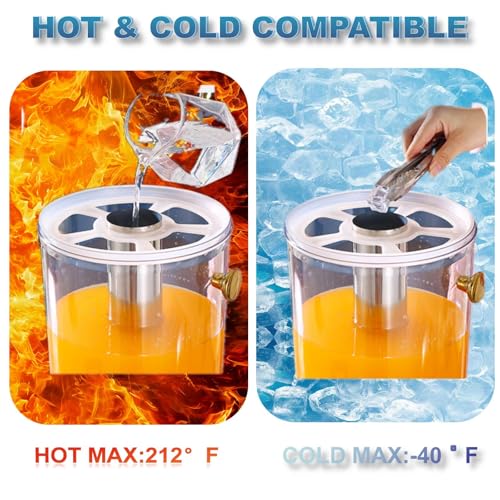 Stainless Steel 4.5 Gallon Drink Dispenser with Stand Ice Core Spigot & Scoop
