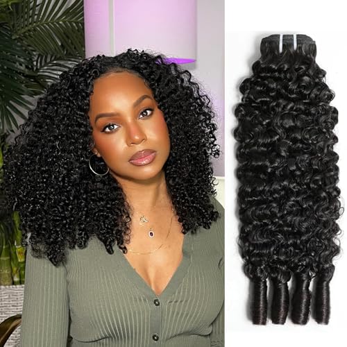 Monxaro Burmese Curly Hair Bundles 14 Inch, 1 Bundle, Wet & Wavy 100% Unprocessed Human Hair