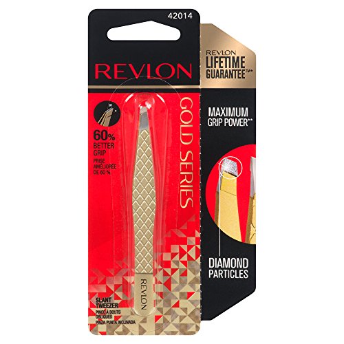 Revlon Gold Series Slanted Tip Tweezers Pack of 2 - Ultra-Sharp Facial & Eyebrow Grooming