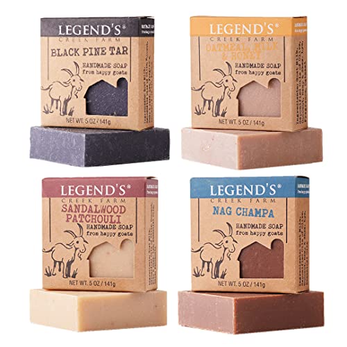 Legend's Creek Goat Milk Soap, 5 Oz, Sandalwood/Oatmeal/Pine Tar/Nag – Pack of 4