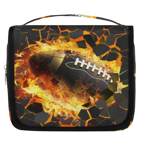 3D Football Hanging Travel Toiletry Bag for Kids, Women Cosmetic Organizer Makeup Bag Pouch Men Shaving Dopp Kit Shower Bag With Sturdy Hook