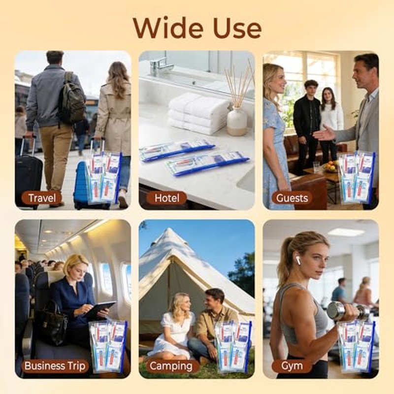 30 Set Personal Hygiene Kit Bulk,12-IN-1 Individually Wrapped Blue Basic Toiletry Supplies Disposable Travel Toothbrushes and Hotel Vanity Set for Homeless,Guests,Charity