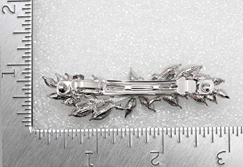 Navy Blue Small Floral Hair Barrette Clip with Rhinestones - Bridal & Party Accessory