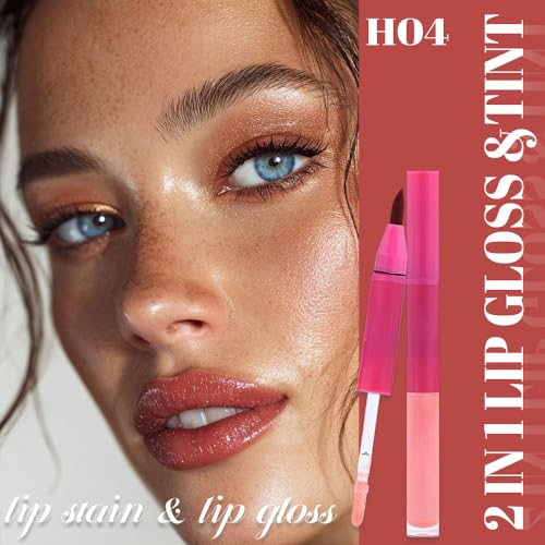 evpct ?Antique Rose Matte Liquid Lipstick Marker Pen Lip Liner Set with Glitter Lip Oil, 2in1 Lipgloss Lipstick Long Lasting Waterproof for Women, Longwear Lips Stain 24hr Original Smudge Proof labial