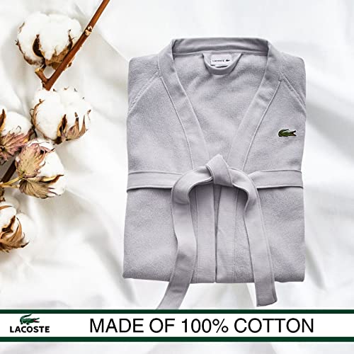 Lacoste Classic Pique Cotton Terry Bath Robe Unisex One Size Micro Chip Variation