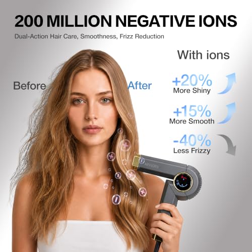 ARVGORV Grey Foldable Ionic Travel Hair Dryer – Fast Drying 1400W, Lightweight & Compact