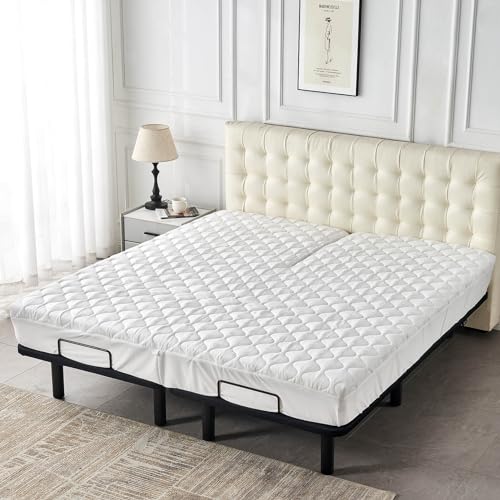 Kingnex Waterproof Split Top King Mattress Protector Pad - Adjustable Bed, 78x80