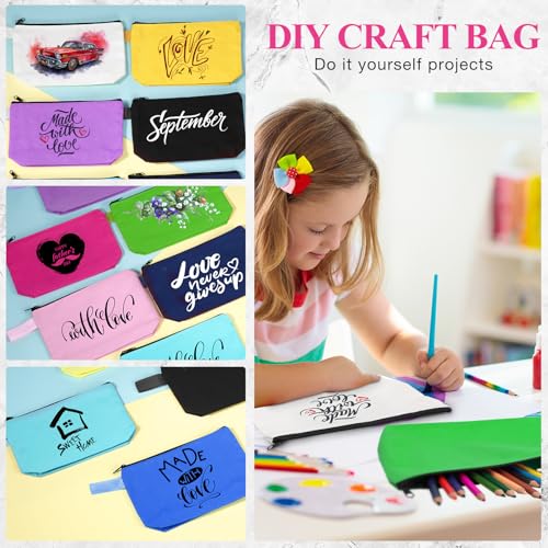40 Pack Canvas Makeup Bags Bulk Zippered Pouches 10 x 5 x 2 Inch
