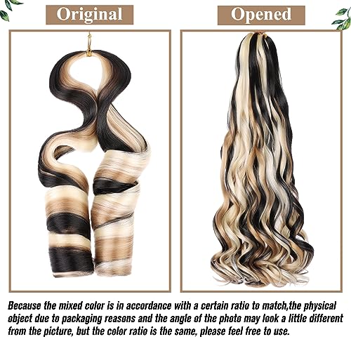 Pre Stretched French Curly Braiding Hair 22 Inch - P1B/27/613, 9 Packs