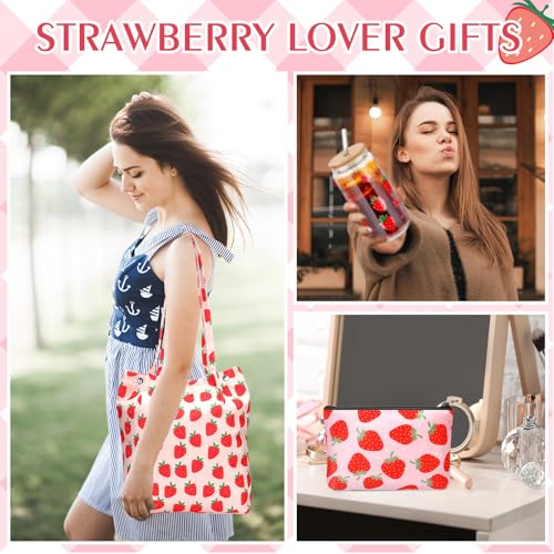 Strawberry Gift Set with Mug Tote and Makeup Bag - Women’s Home & Travel