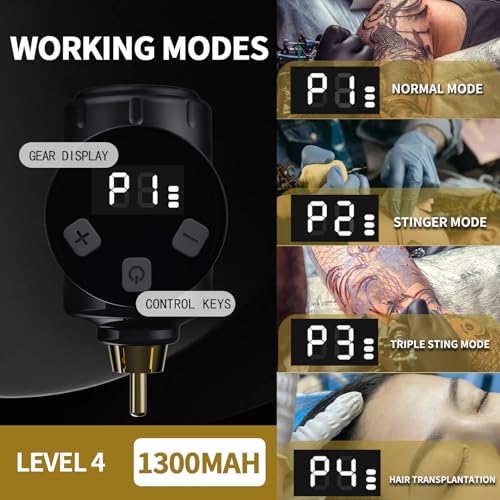 Wireless Tattoo Kit with Dual Batteries & Complete Supplies - Gold