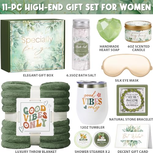 Mothers Day Birthday Gifts for Women Self Care Gift, Get Well Soon Gift Baskets Relaxing Spa Care Package for Women with Blanket, Unique Easter Gift Baskets for Mom Her Wife Girlfriend Friend Sister