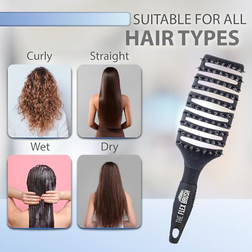 Flex Brush Vented Hair Brush for Blow Drying XL Black - Detangling & Massaging
