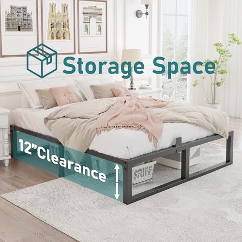Full Size Bed Frame 14 Inch Heavy Duty Metal Platform Support No Box Spring Needed Variation of THIS listing