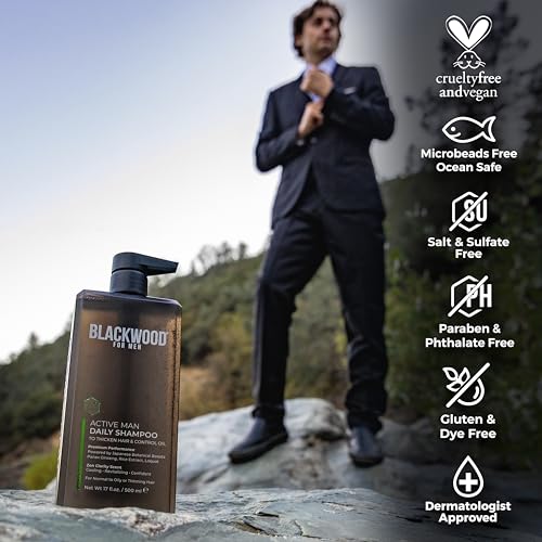 Blackwood For Men Hair Loss & Dandruff Shampoo & Conditioner Bundle - Sulfate & Paraben Free, 17 Oz Each