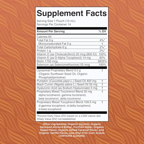 Liposomal Hair Support Supplement - Biotin, Selenium & Vitamins - Vegan & Gluten-Free, 14 Servings