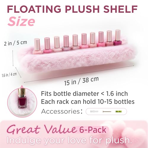 YMVV Furry Pink Wall-Mounted Nail Polish Rack - 15 Inch Plush Organizer