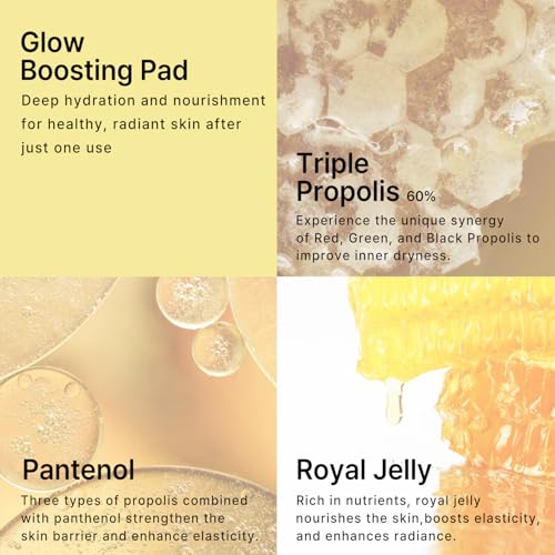Propolis Glow Boosting Facial Pads - Hydrating Nourishing Skin Care (70 Pads)