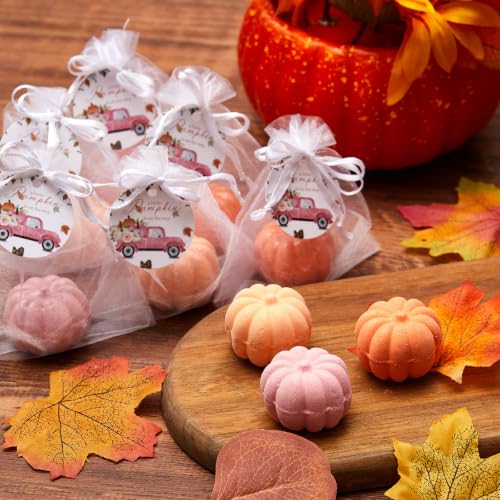 Lounsweer 50 Pink Pumpkin Bath Bombs Fall Baby Shower Favors - Autumn Gift Set