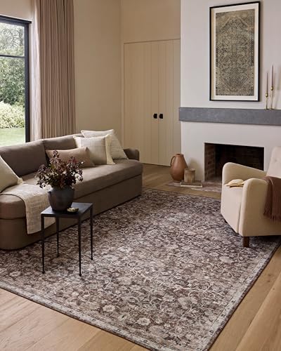 Loloi Amber Lewis Josie Collection Earth/Natural 2'6" x 12' Rectangular Runner Rug, Machine Washable