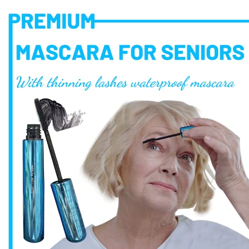 Mascara for Older Women 60 Plus, Mascara for Women over 60 with Thinning Lashes, Waterproof Hypoallergenic Tubing Mascaras Black Volume and Length for Sensitive Eyes (1 Pack)