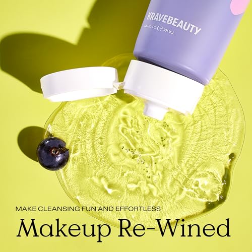 KraveBeauty Makeup Re-Wined Cleansing Oil 3.4 Fl Oz - Gentle Waterproof Makeup Remover