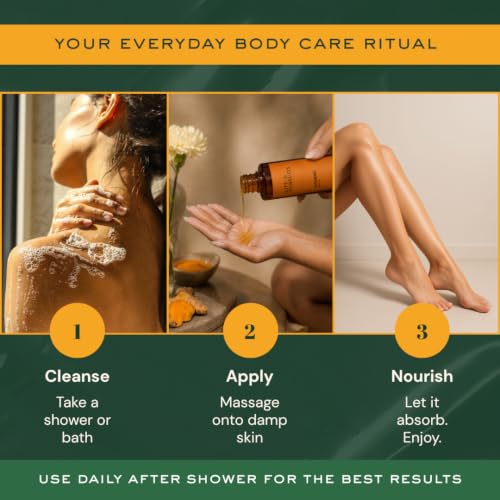 Turmeric Body Oil for Dry Skin - Pack of 2, 6.8 Fl Oz Lightweight Nourishing Moisturizer