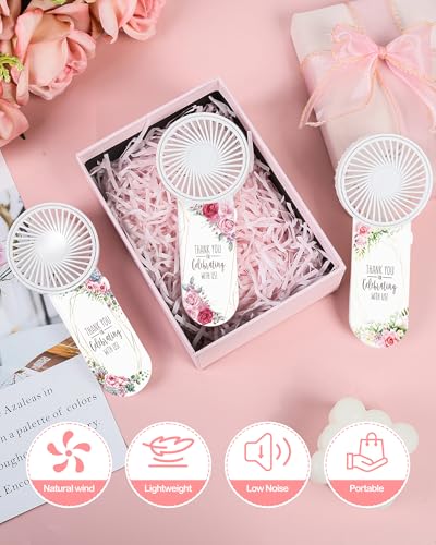 Knsdtsy 50 Pcs Wedding Mini Handheld Fans - Elegant Forest Green, Portable Battery-Powered Favors