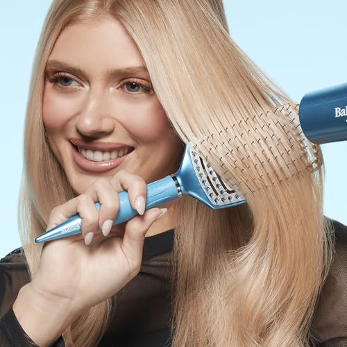 Vented Paddle Brush for Blow-Drying - Nano Titanium Ceramic Coated, Frizz Control
