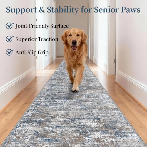 Abstract Multi 2.6x18ft Non-Slip Washable Carpet Runner for Hallway