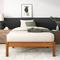 Twin Bamboo Platform Bed Frame with Under-Bed Storage - Brown, No Box Spring Needed
