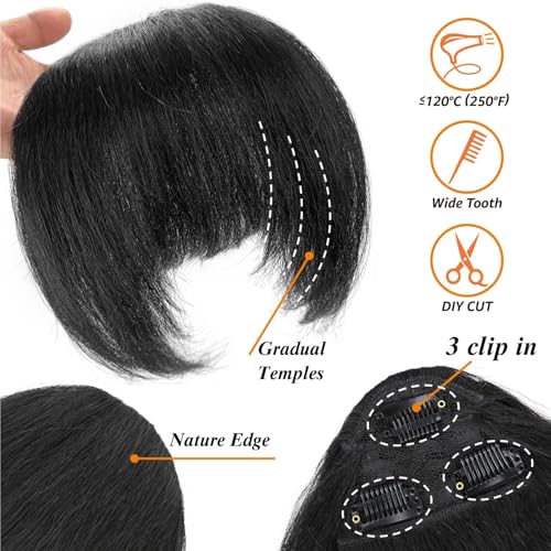20 Inch Black Curly Ponytail Extension with Bangs - Drawstring Wavy Hairpiece for Women