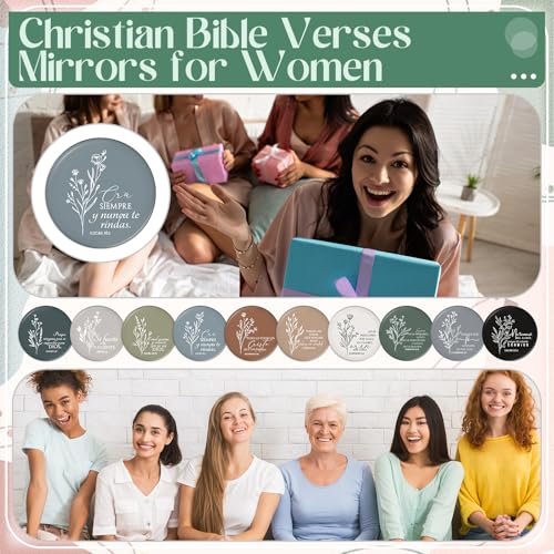 Mini Compact Mirror Set with Bible Verses - 80 Pieces, 10 Styles, Women's Gift