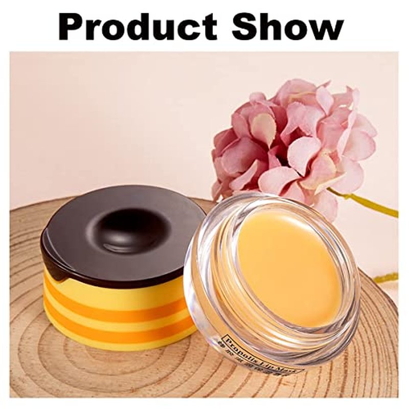 3PCS Honey Lip Balm, Vitamin E Moisturizing Propolis Sleeping Lip Mask, Effective Reduces Lip Lines Prevention Dry and Cracked Lip Scrubs Exfoliator Smoothing Dry Lip Care