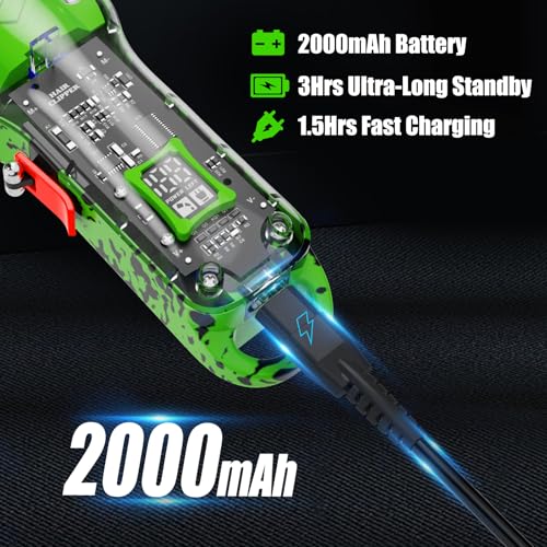 Professional Hair Clippers for Men, Cordless Barber kit for Hair Cutting & Grooming, Hair Clippers Set for Barber Haircut with LED Display 8 Fade Taper Combs(Green)