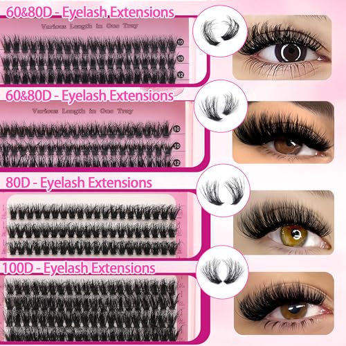 Full-Classic Lash Clusters Kit - 994 Pcs 3D Volume Extensions, 10-20mm Curly Wispy DIY Eyelash Kit