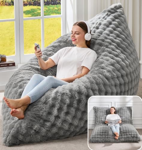 Hobestluk 3-in-1 Convertible Large Bean Bag Chair for Adults with Removable Cover