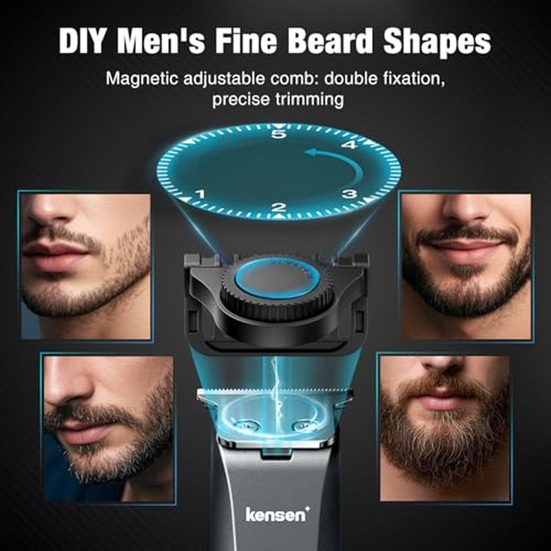 Body Hair Trimmer for Men - Kensen Electric Groin & Pubic Hair Trimmer, Rechargeable Ball Shaver Groomer, Waterproof Mens Body Groomer Kit for Sensitive Areas, Cordless for Wet/Dry Use (Gray)
