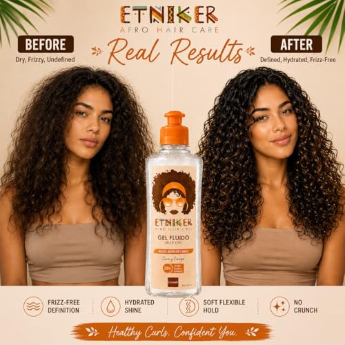 Etniker Hydrating Curl Defining Gel for Wavy & Curly Hair, Soft Hold, No Flakes, 10 oz