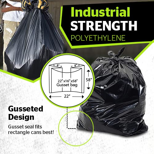Aluf Plastics Heavy Duty 55-Gallon Black Garbage Bags Pack of 100 - 2 Mil Thick Contractor Waste Liners