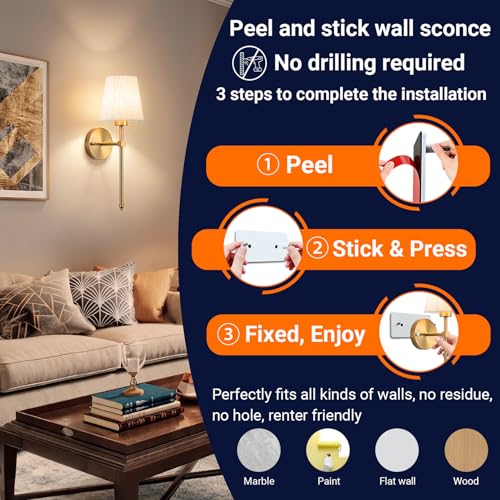 Battery Operated Wall Sconce Set of Two with Remote Control, Dimmable Indoor Lighting, Bronze, 19.68 Inch
