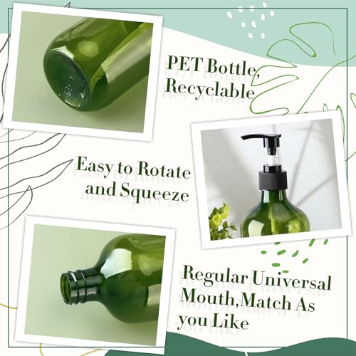 Green Plastic Pump Bottles Set 12 x 16.9 oz Dispensers for Soap & Liquids Variation of THIS listing