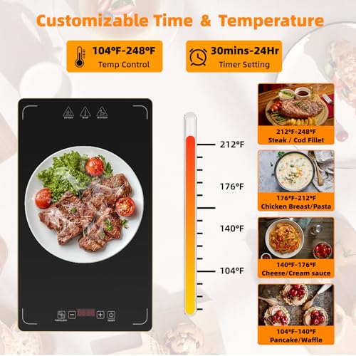YEJOUMO Black 4-in-1 Detachable Electric Food Warming Tray 33x15 Inch