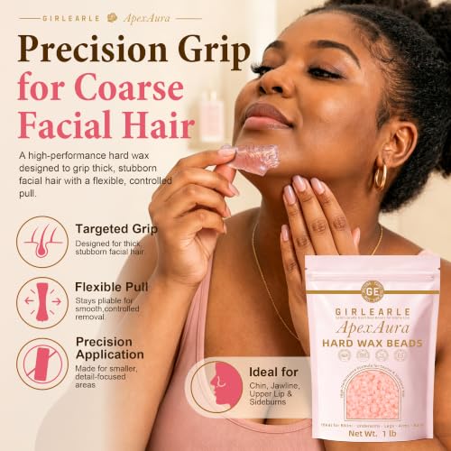 GIRLEARLE 1lb Hard Wax Beads for Coarse & Stubborn Hair Removal, Brazilian & Body Waxing