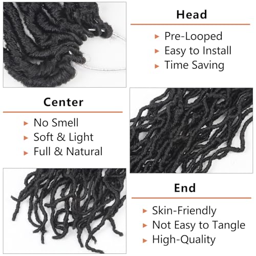 Vemet Soft Locs Faux Crochet Hair 36 Inch - 1B, Pack of 8