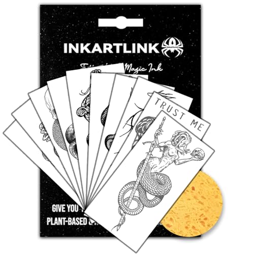 INKARTLINK Semi Permanent, 10pcs Snake Tattoo Stickers, Party Tattoo, Exquisite and Realistic, Waterproof, Interesting Tattoo Experience (Snake Tattoo Combination)