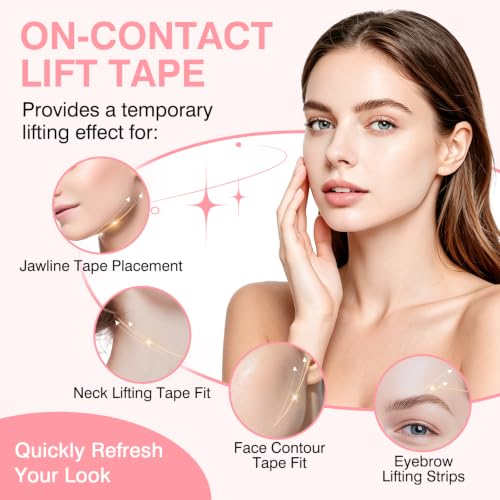 120 Pcs Invisible Face Lift Tape with 8 Adjustable Bands for Contouring - LadPemo