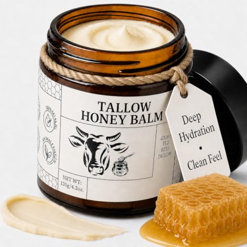 Natural Face Moisturizer with Beef Tallow & Honey - 4.2 oz Hydrating Balm